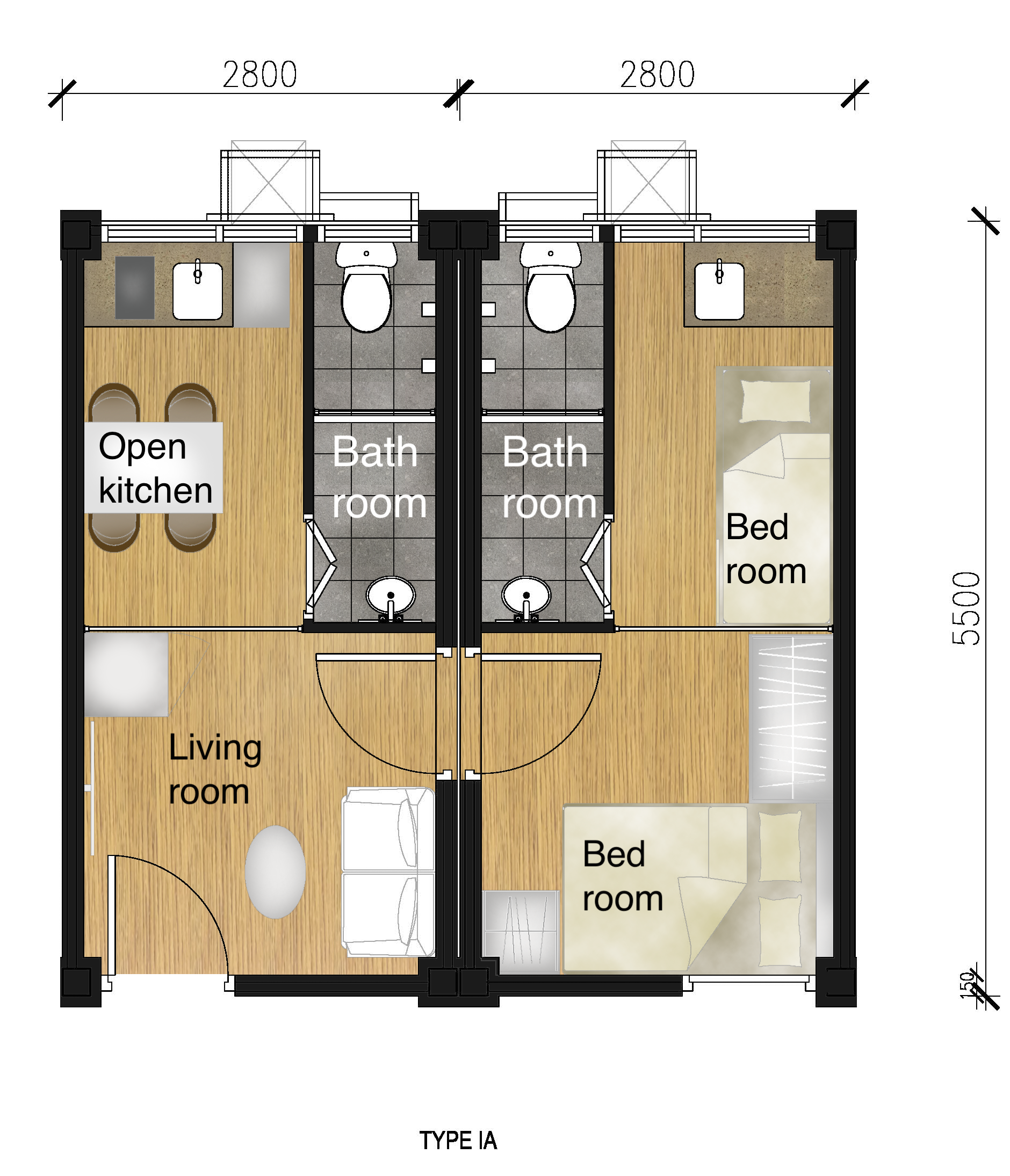 Photo: 2-person twin unit